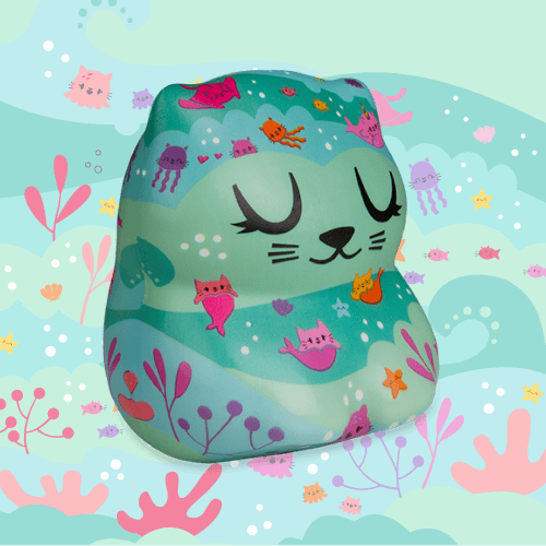 Soft’n Slo Squishies™ Designerz Meowp is a cat with a mermaid pattern. 